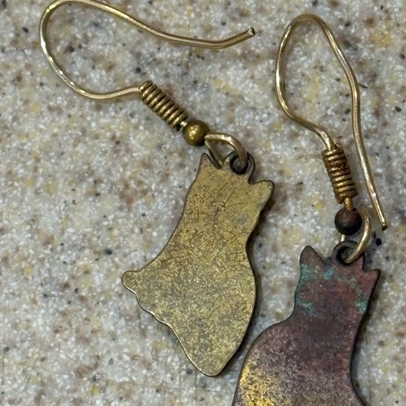 Vintage Bronze Kitty Cat Earrings - Picture 4 of 4
